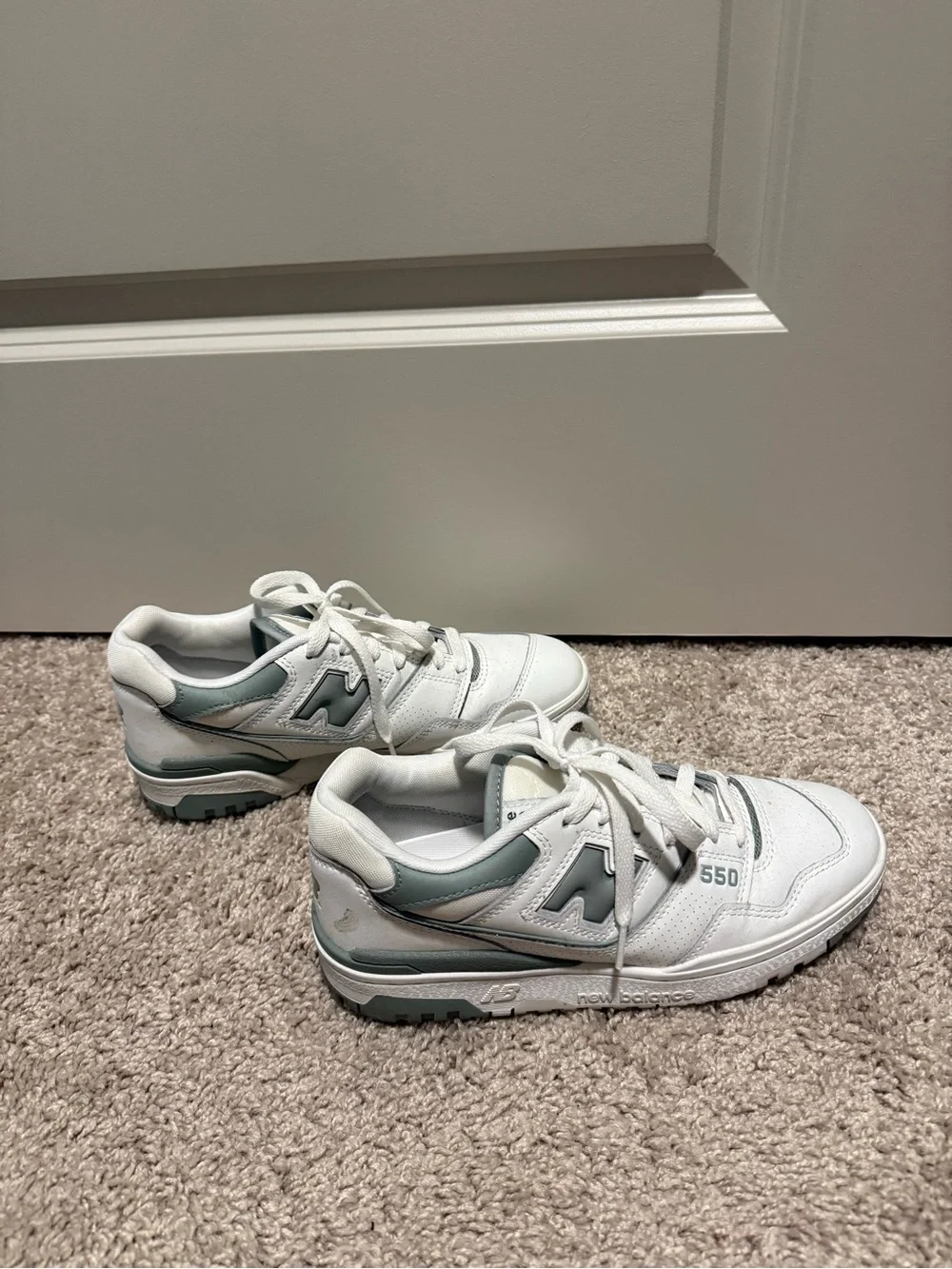 New Balance 550 White with Light Grayish-Blue Accents